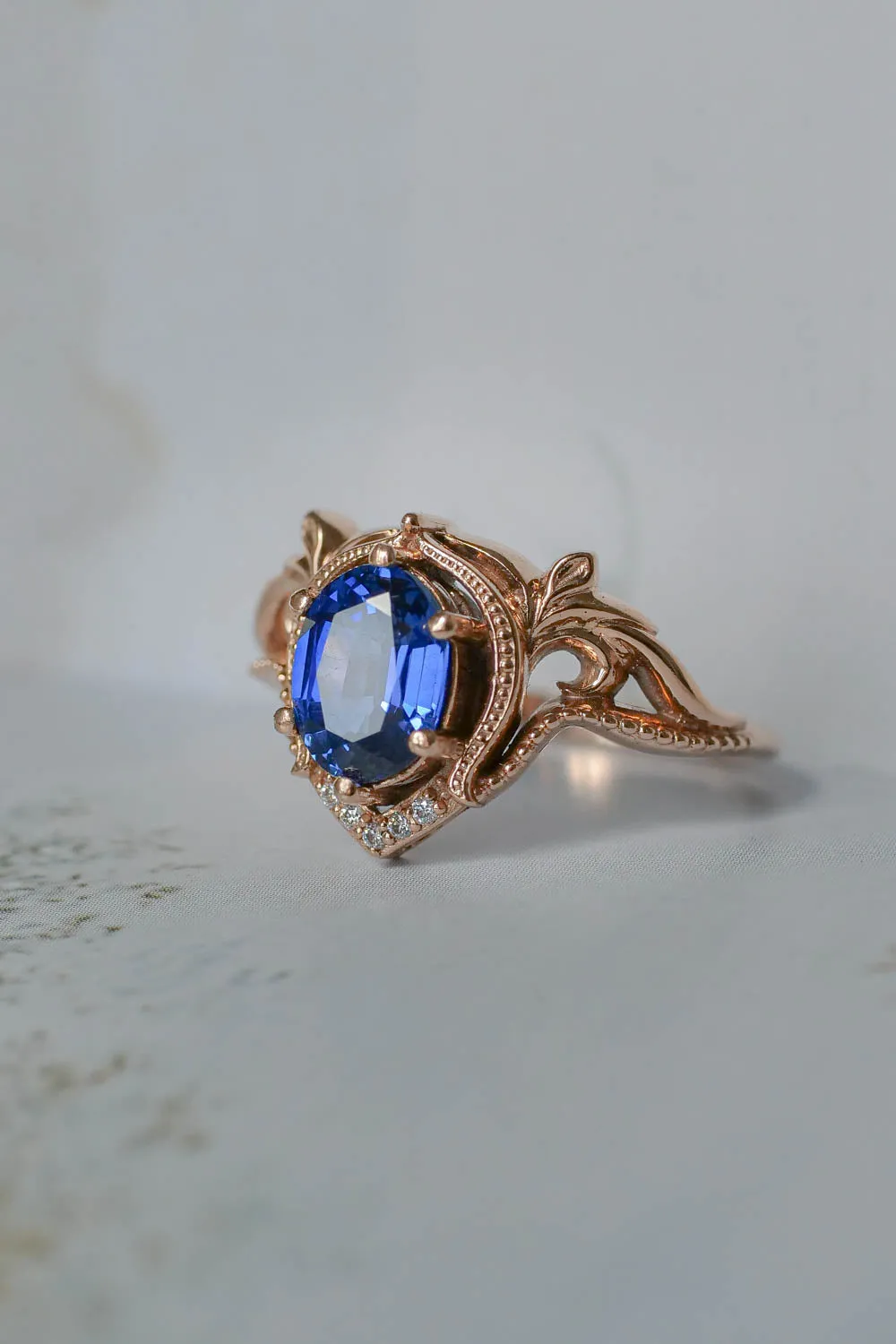 Lab sapphire engagement ring / Lida oval