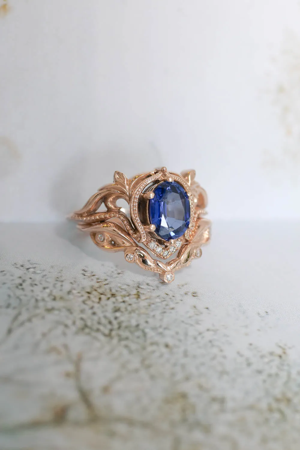 Lab sapphire engagement ring / Lida oval