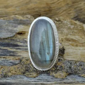 Labradorite Gemstone Ring, 925 Sterling Silver Jewelry, Handmade Ring, Oval Labradorite Blue Flash Ring, Rings For Woman