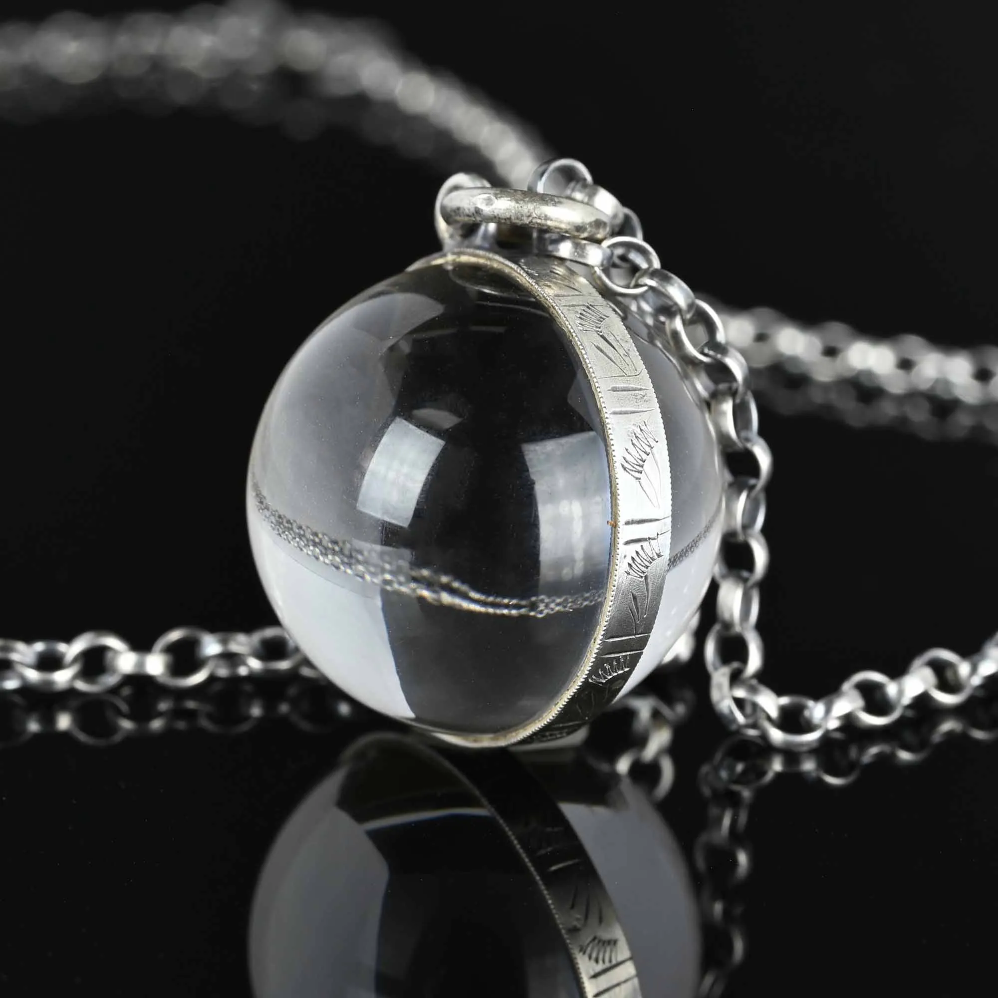 Large Pools of Light Necklace Rock Crystal Orb Pendant