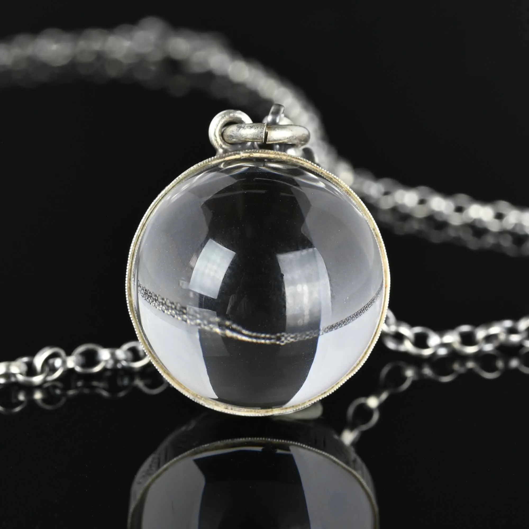 Large Pools of Light Necklace Rock Crystal Orb Pendant