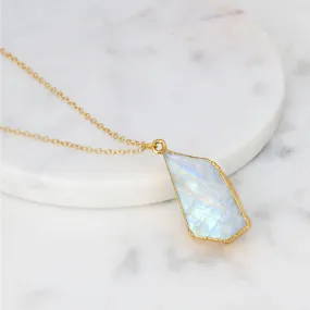 Large Raw Rainbow Moonstone Necklace