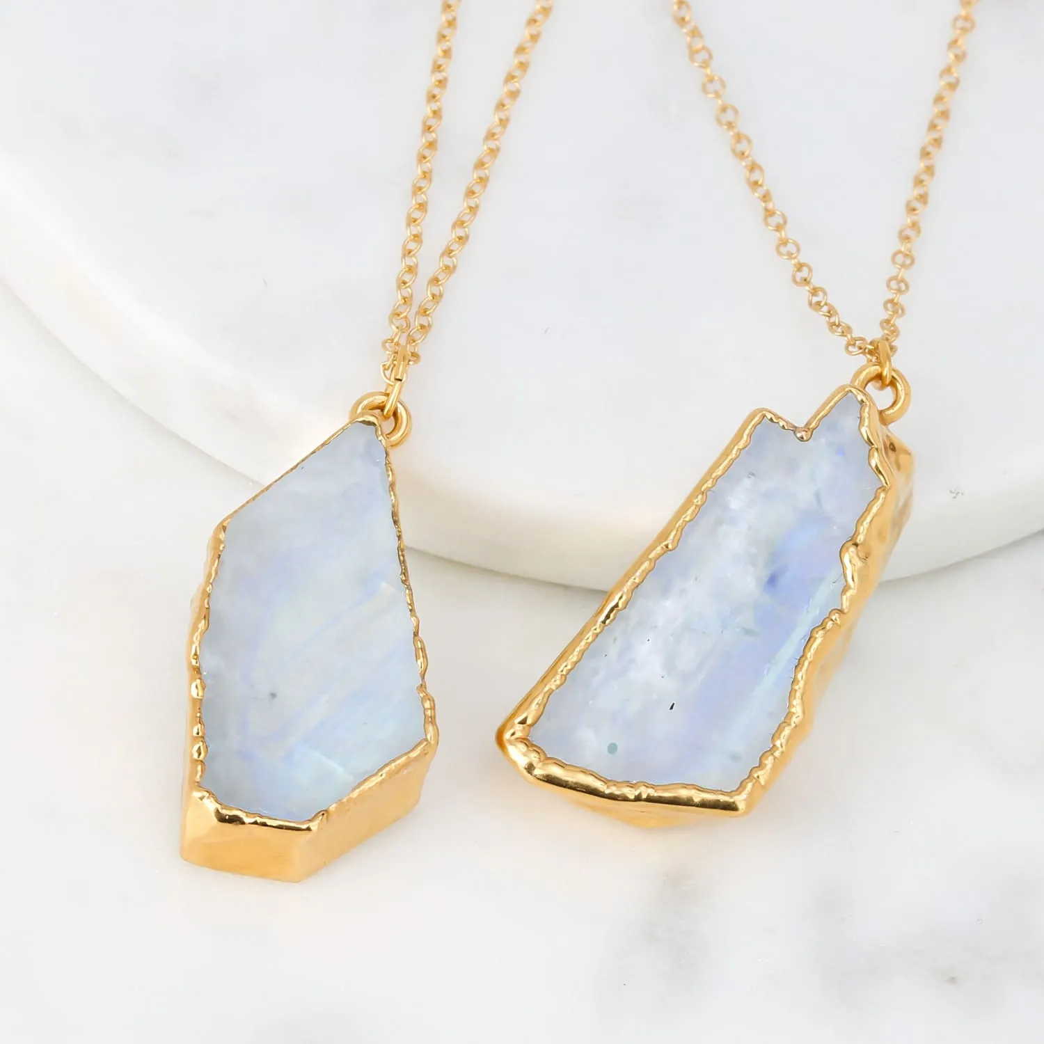 Large Raw Rainbow Moonstone Necklace