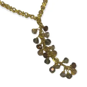 Long Gold Crystal Cluster Necklace