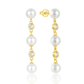 Long White Pearls Tassel Wedding  Drop Earrings