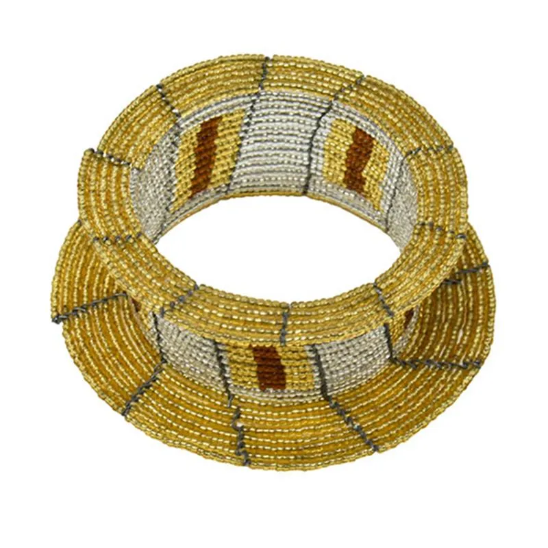 Maasai Ream Beaded Bangle 04 - Bronze, Gold & Silver