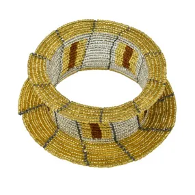 Maasai Ream Beaded Bangle 04 - Bronze, Gold & Silver