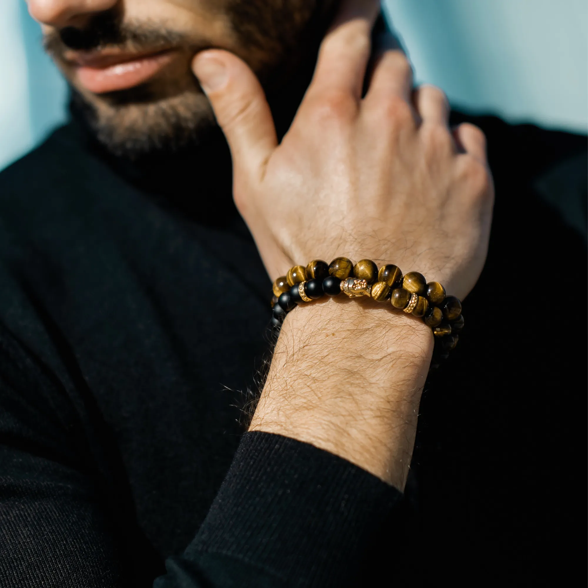 Men's TIGER EYE Beaded Bracelet - One Size Fits All