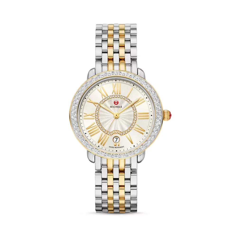 Michele Serein Mid Two-Tone 18K Gold Diamond Watch