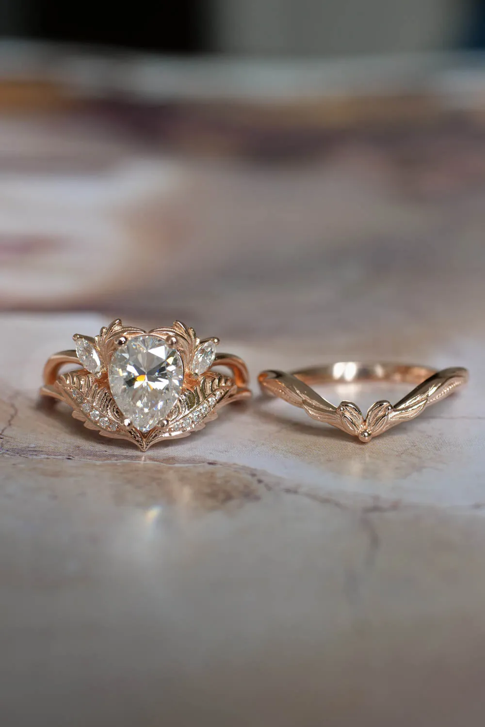 Moissanite engagement ring set in rose gold / Adonis