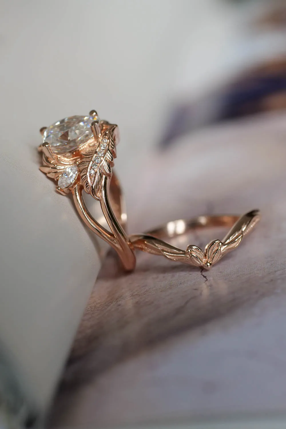 Moissanite engagement ring set in rose gold / Adonis