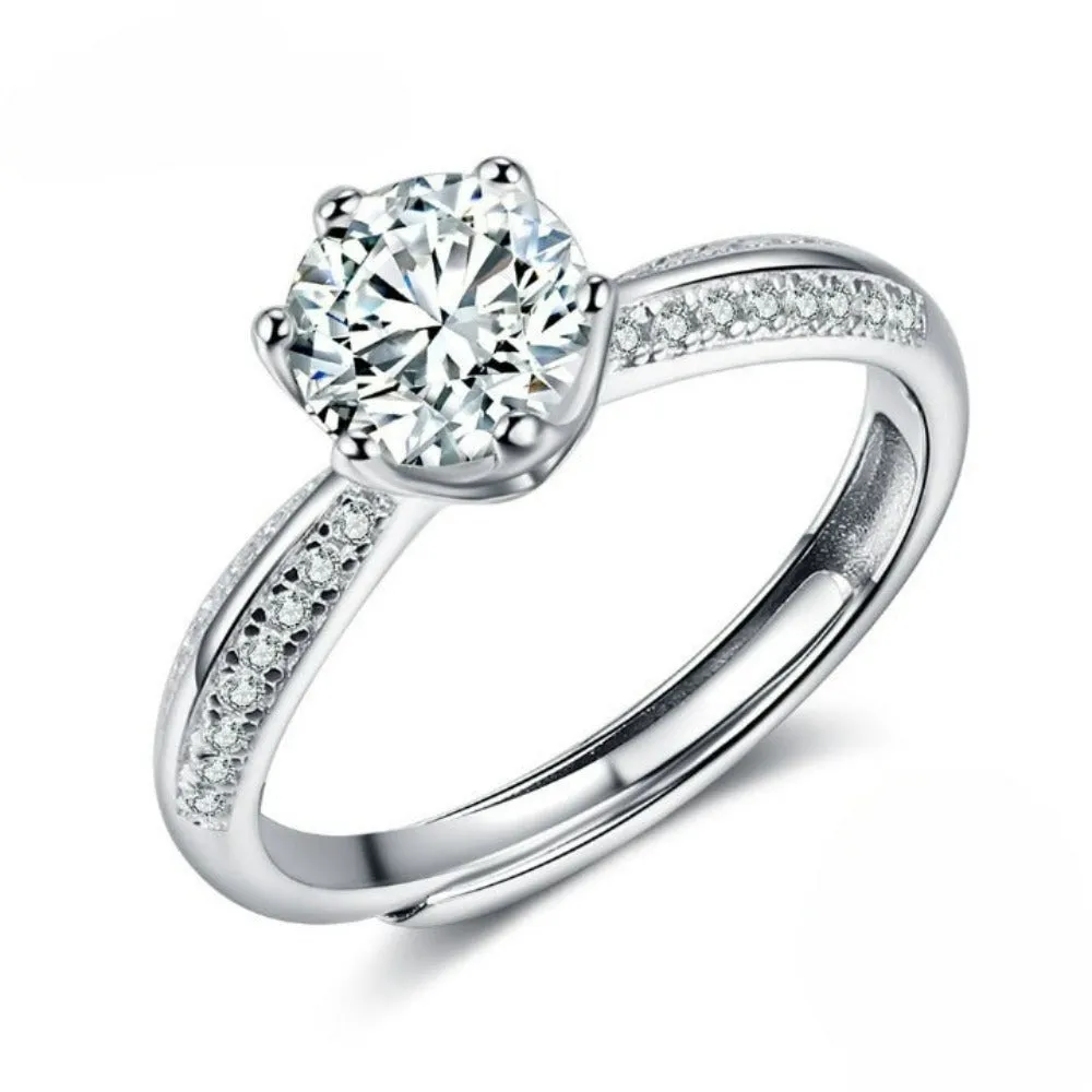 Moissanite Sterling Silver Engagement Ring