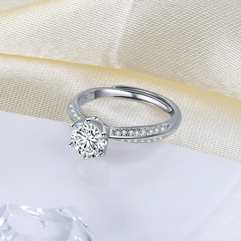 Moissanite Sterling Silver Engagement Ring