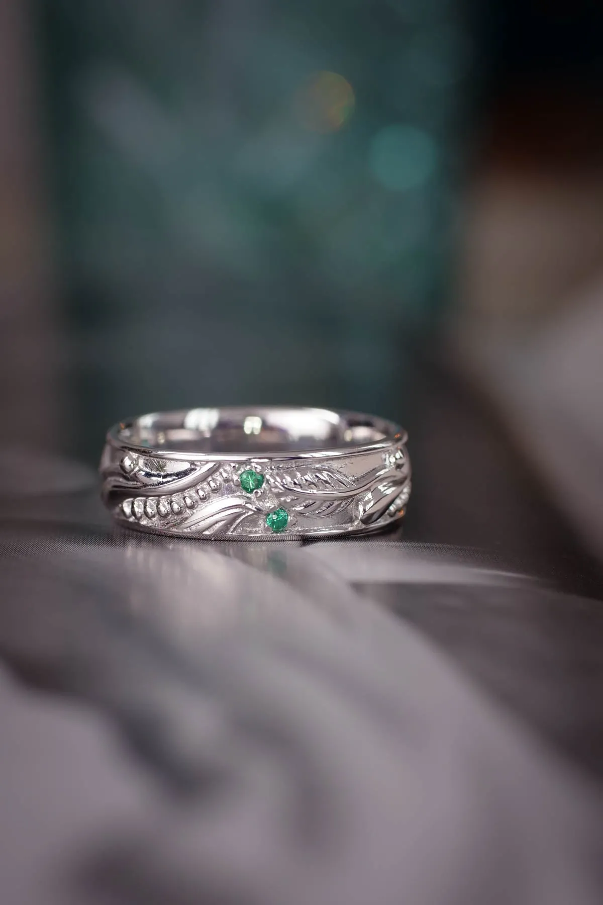 Nature inspired wedding band for man / Callisto