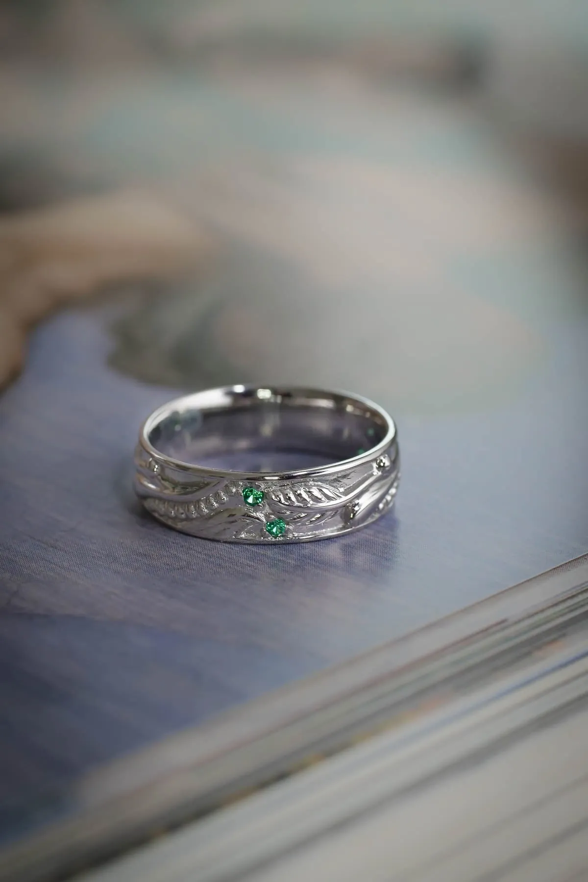 Nature inspired wedding band for man / Callisto