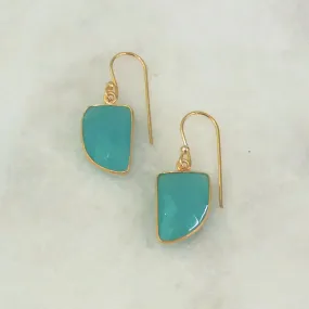 Ocean Blue Chalcedony Single Drop Hook Earrings