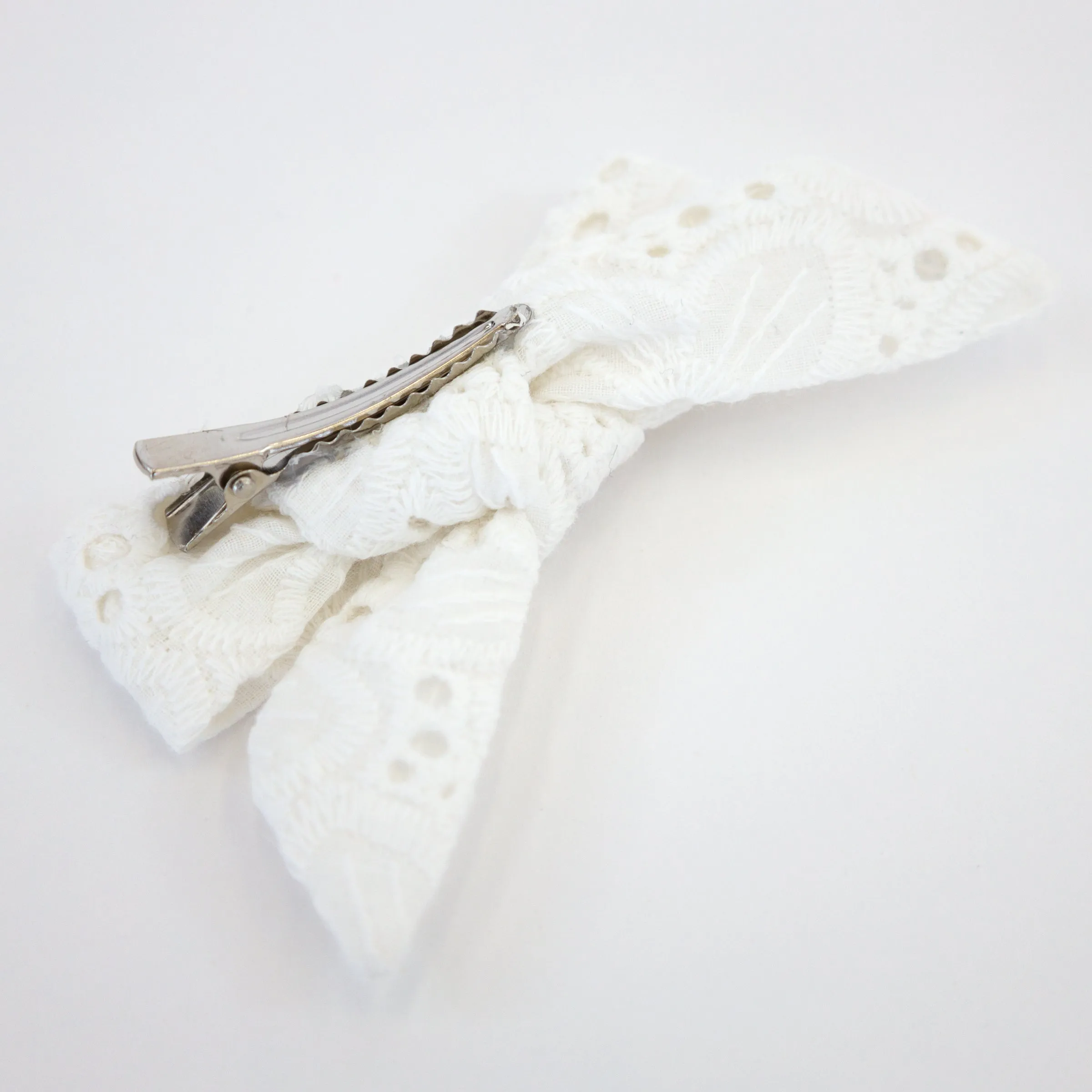 oh baby! Hair Bow Clip - Eyelet - Cream