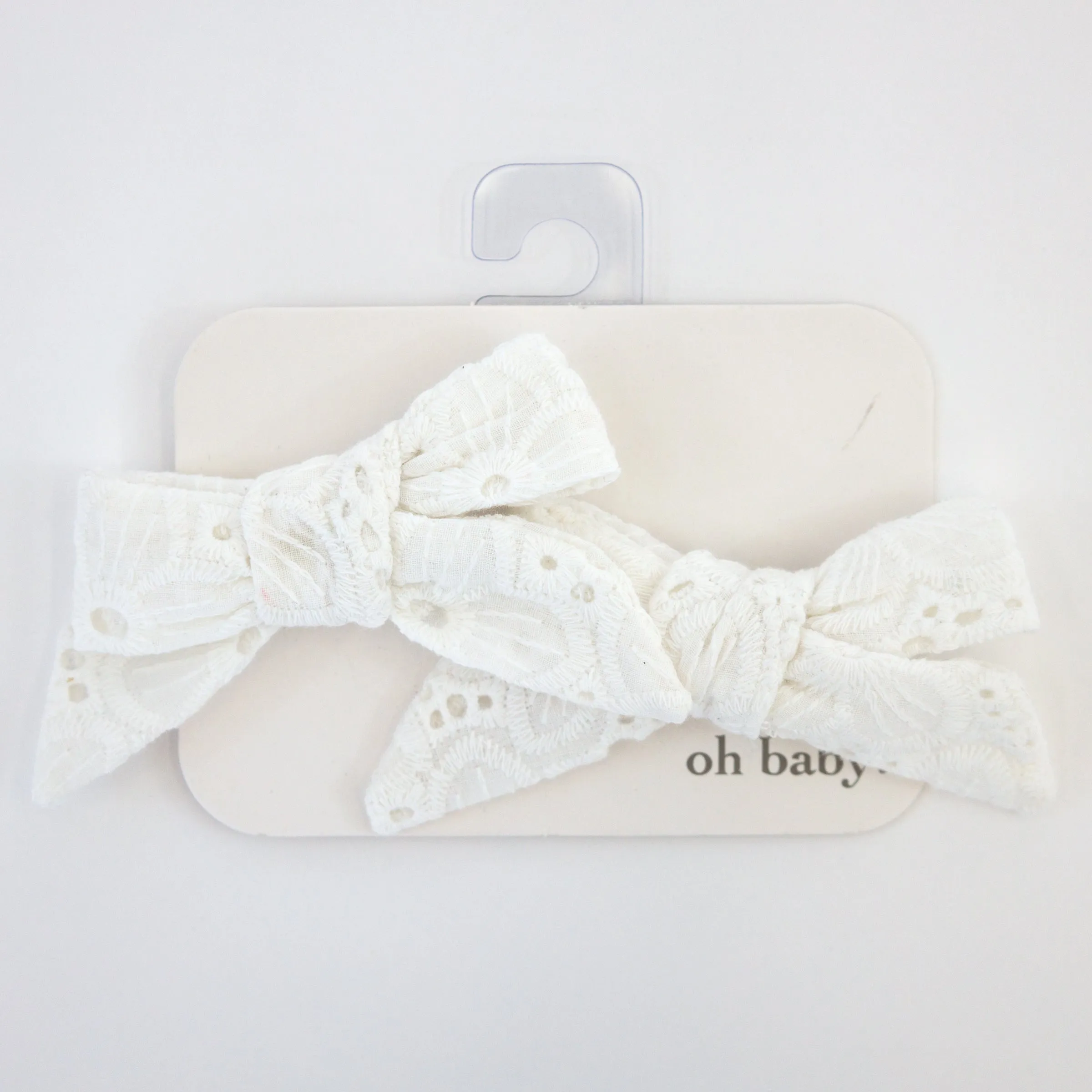 oh baby! Hair Bow Clip - Eyelet - Cream