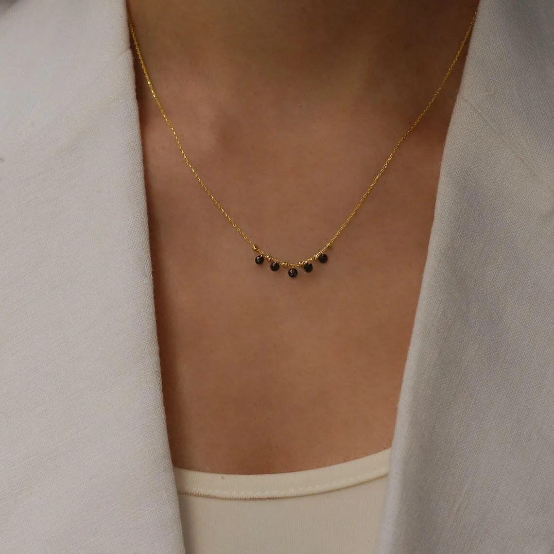 Onyx Necklace | 14K Solid Gold