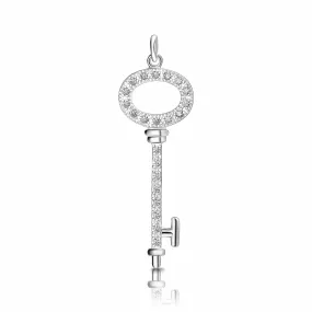 Open Circle Key Sterling Silver Pendant