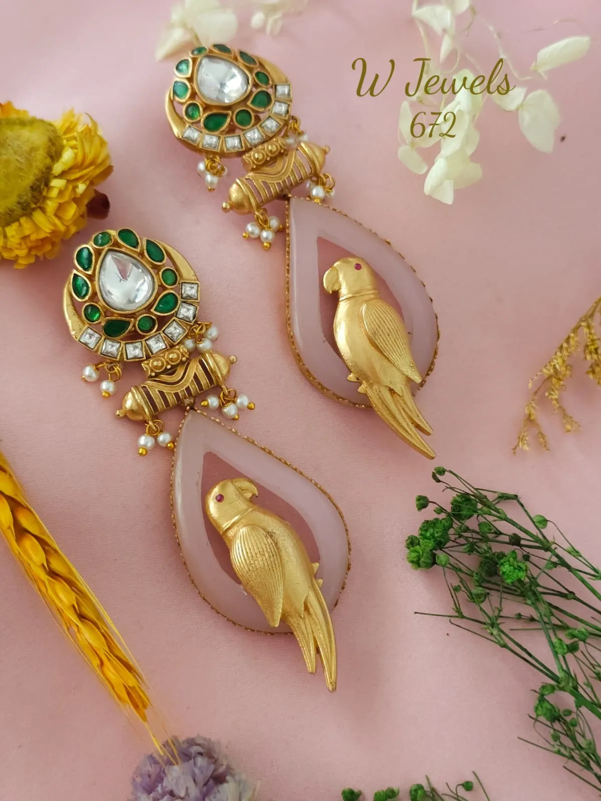 Parrot Design Statement Earrings for Women -SONAM001PDF