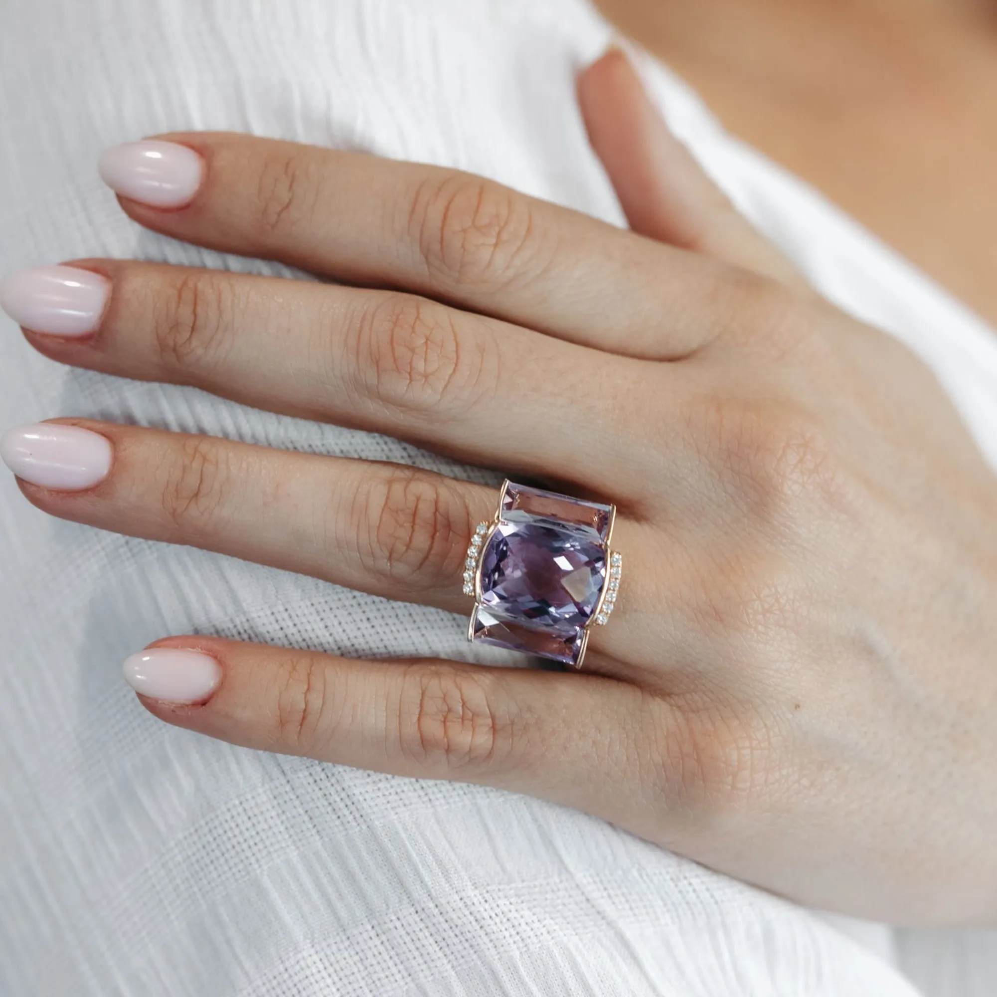 Pink Amethyst Briolette Collection Medium Ring