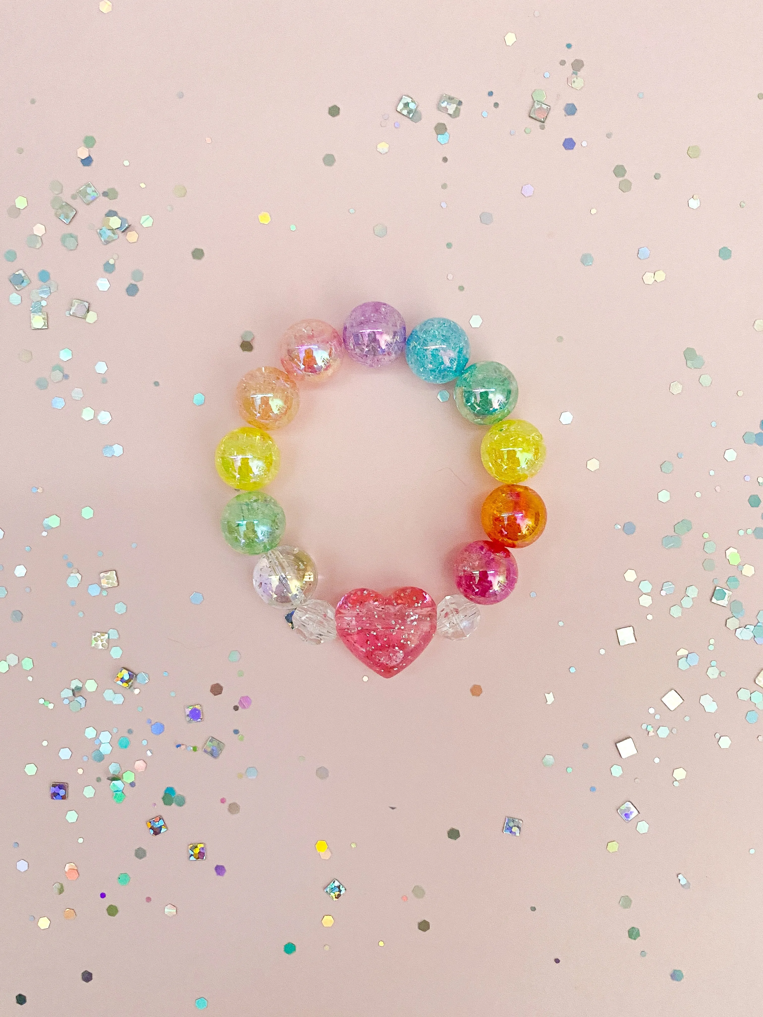 Pink Glitter Heart Bracelet