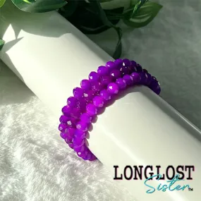 Purple Glass Bead Stretch Bracelet