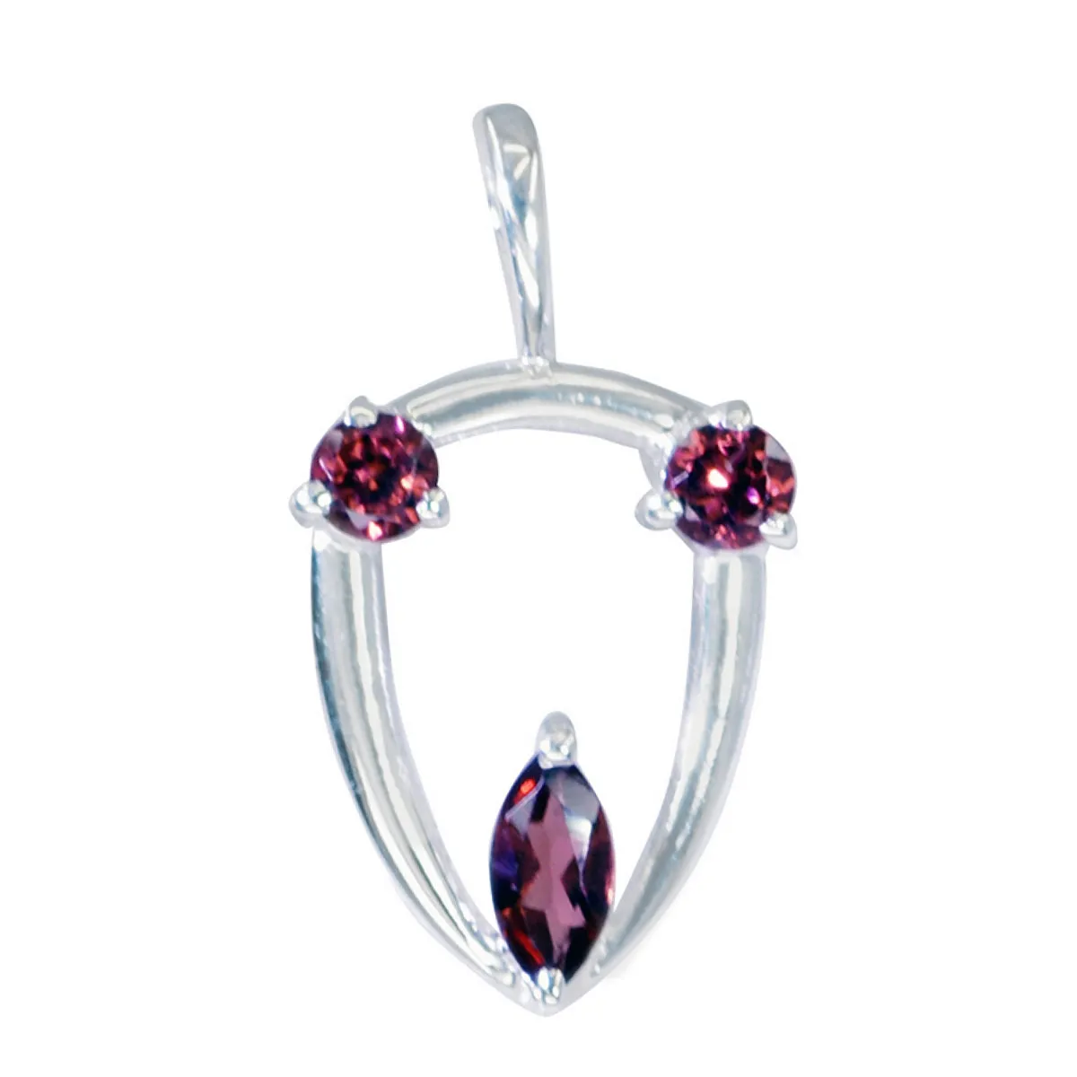 Riyo Aesthetic Gemstone Multi Faceted Red Garnet Sterling Silver Pendant Gift For Friend