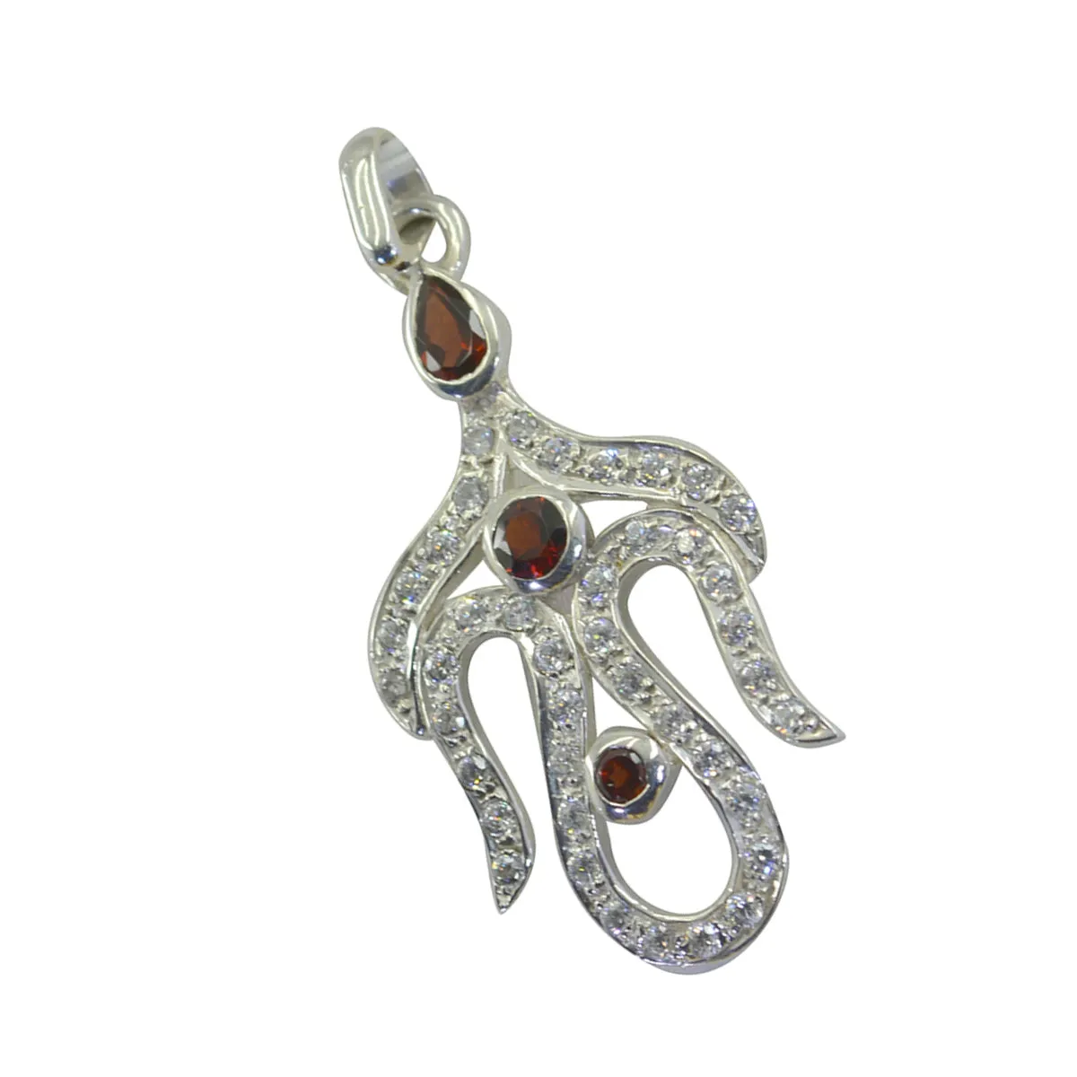 Riyo Beaut Gems Round Faceted Red Garnet Silver Pendant Gift For Sister