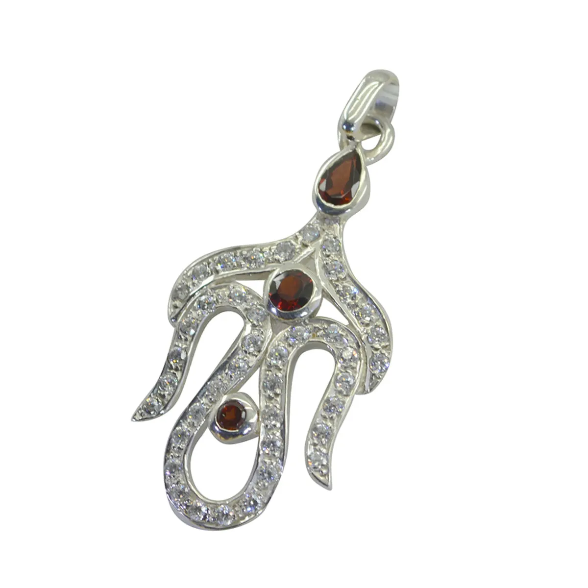 Riyo Beaut Gems Round Faceted Red Garnet Silver Pendant Gift For Sister