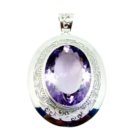 Riyo Beauteous Gems Oval Faceted Purple Amethyst Silver Pendant Gift For Wife