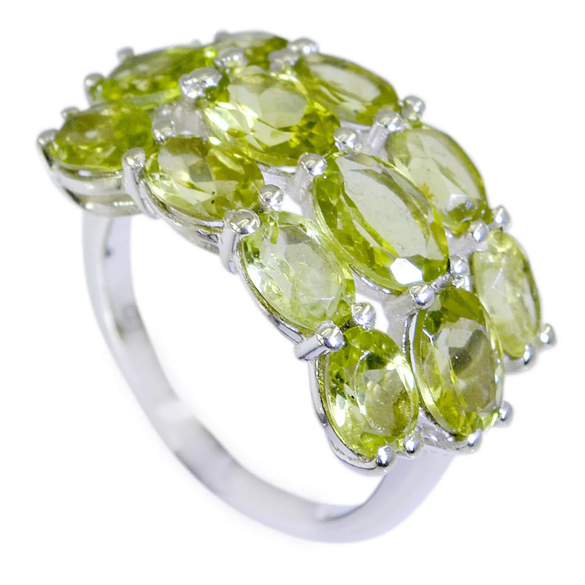 Riyo Bonny Stone Peridot Solid Silver Rings Famous Jewelry Designers