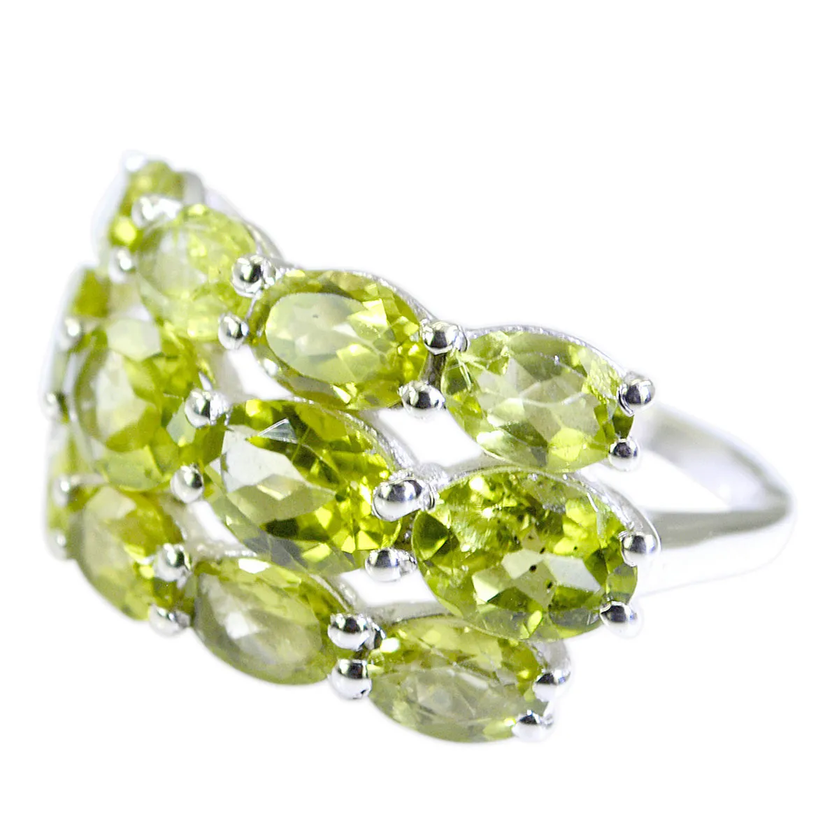 Riyo Bonny Stone Peridot Solid Silver Rings Famous Jewelry Designers