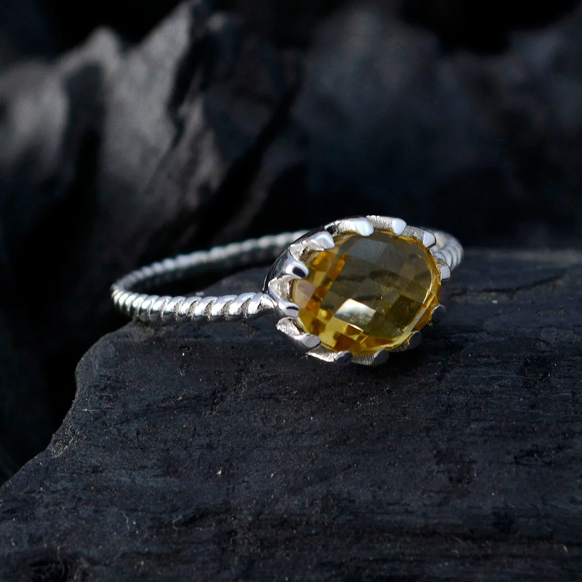 Riyo Captivating Gemstones Citrine Solid Silver Rings Silver Jewelry