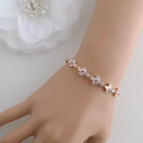 Rose Gold Bride Bracelet for Wedding Day-Anya