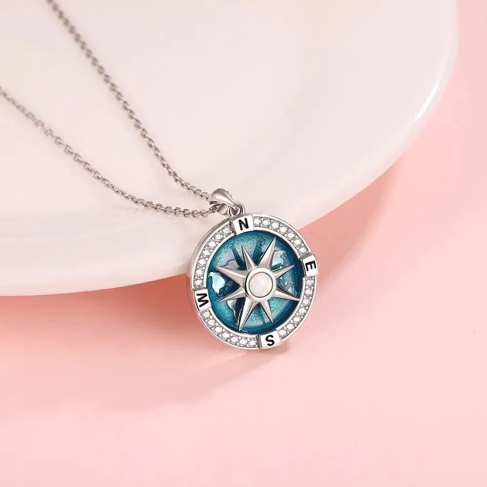 Rotatable Compass Nautical Pendant 925 Sterling Silver Necklace