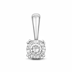 Round Cubic Zirconia Solitaire Pendant Silver