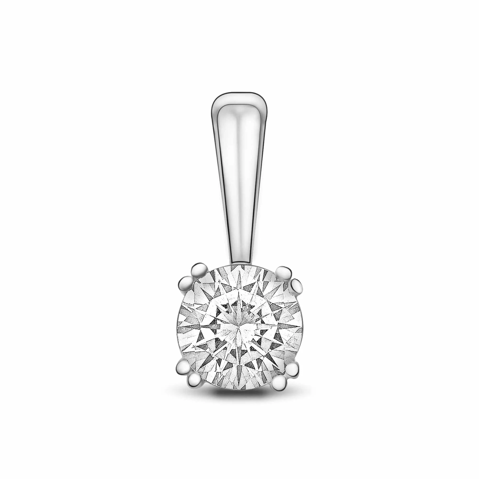 Round Cubic Zirconia Solitaire Pendant Silver