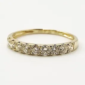 Round Diamond Half Eternity Ring, Wedding Band for Women 18K Yellow Gold