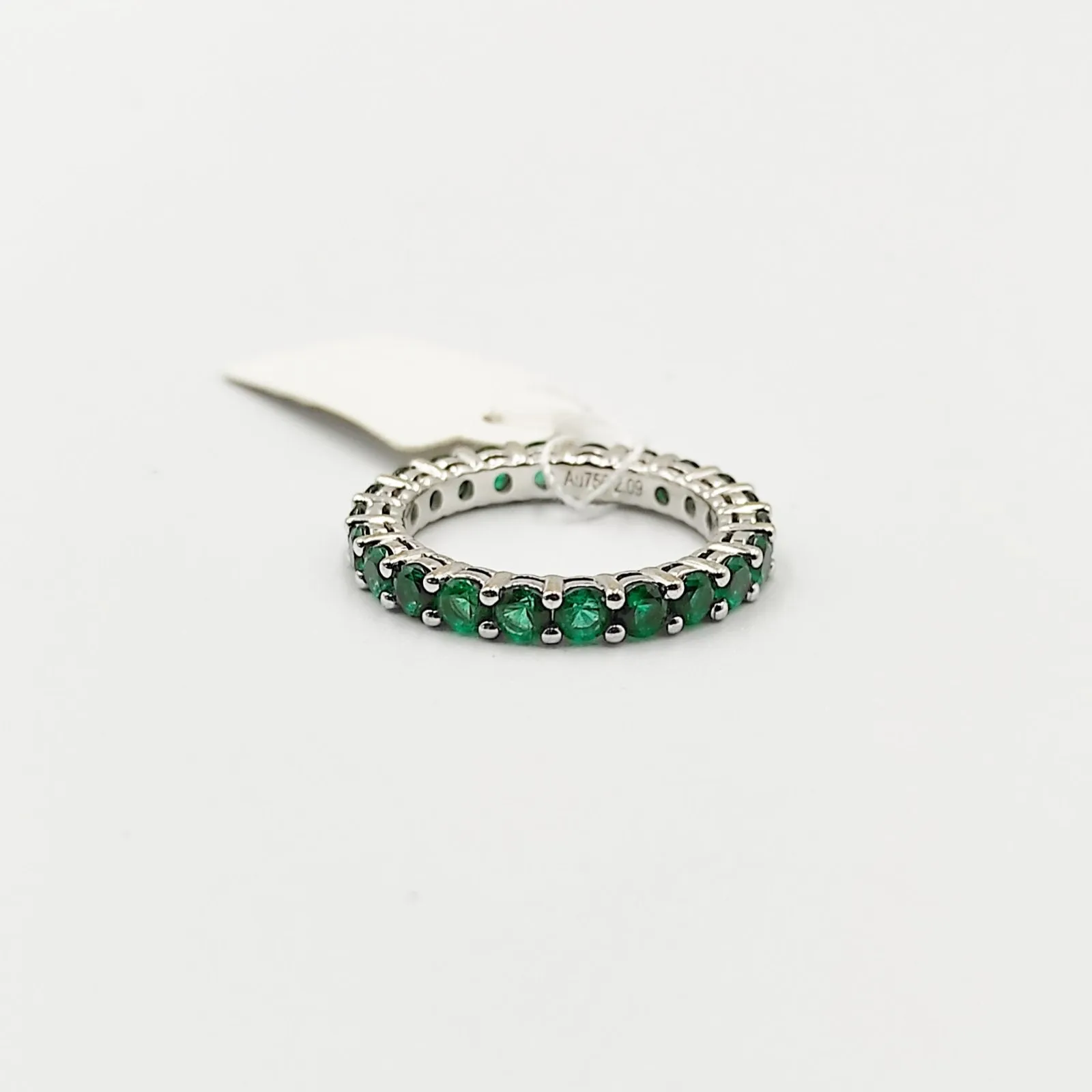 Round Emerald Eternity Ring/ Women's Ring/ Wedding Band in 18K Gold