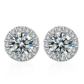 Round Shape Moissanite Stud Earrings for Women