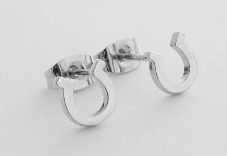 Silver Horseshoe Stud Earrings