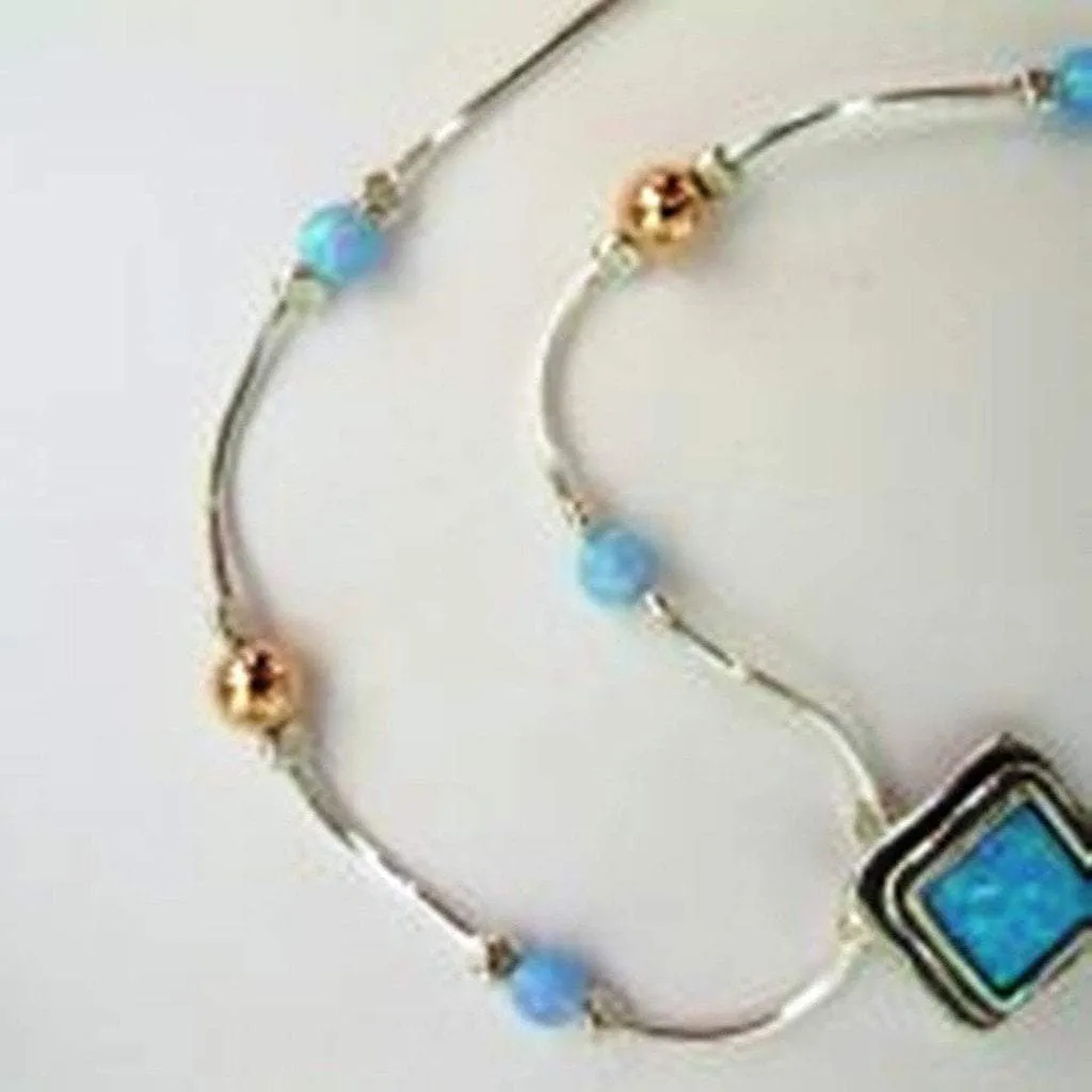 Silver necklace opals jewelry pendant elegant goldfilled Bluenoemi jewelry blue opals jewel