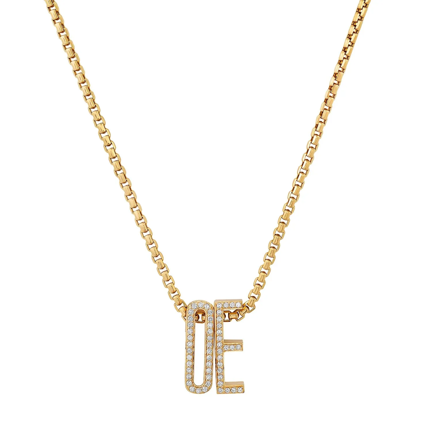 Slide-On Pave chunky Initial Necklace