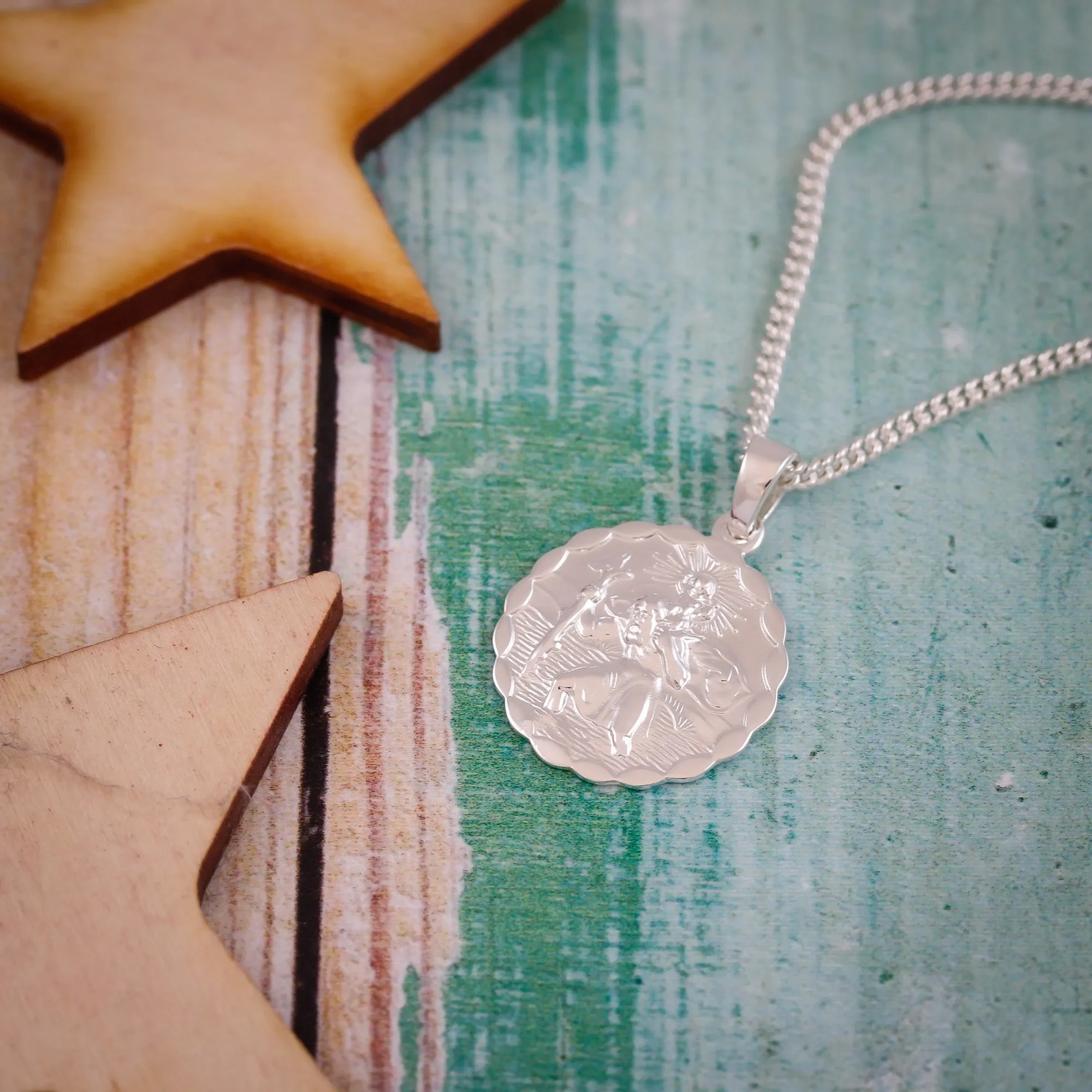 St. Christopher Ellipse Necklace (Cast Sterling Silver)