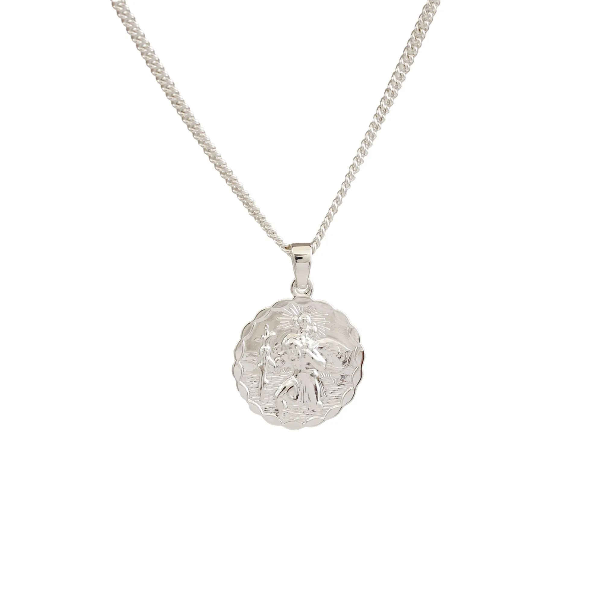 St. Christopher Ellipse Necklace (Cast Sterling Silver)