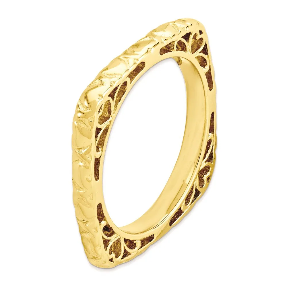 Stackable Expressions Polished Gold-Plated Square Ring in Sterling Silver