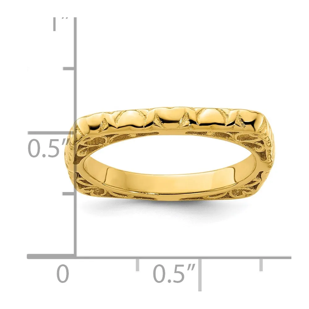 Stackable Expressions Polished Gold-Plated Square Ring in Sterling Silver