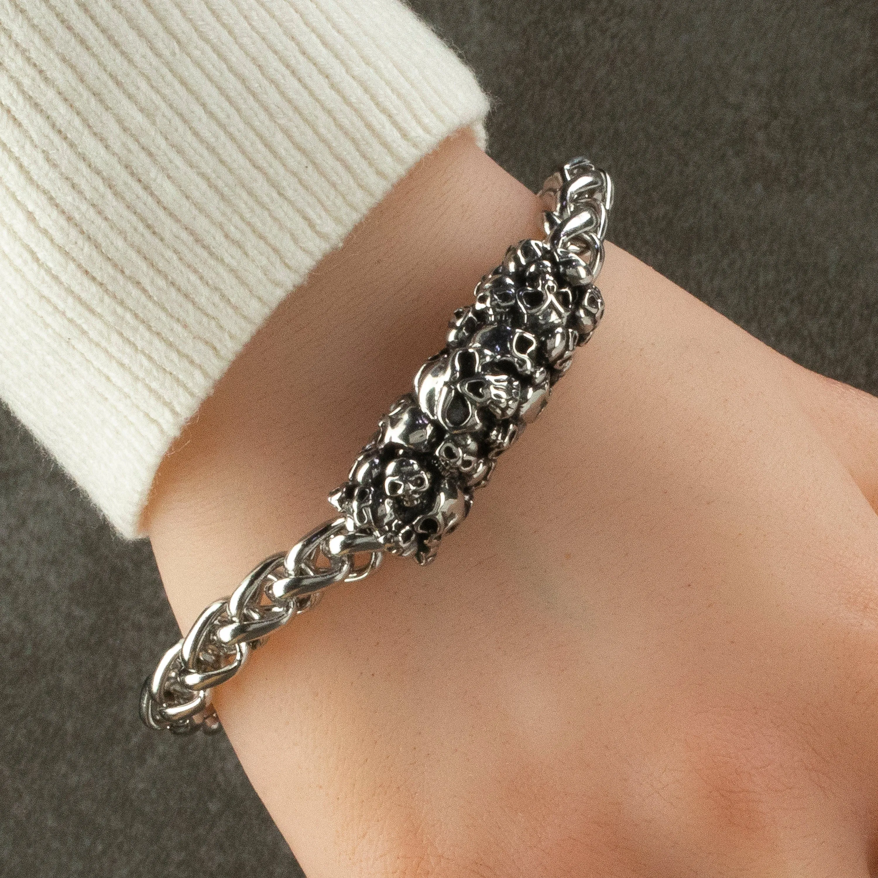 Stainless Steel Bracelet with Skulls